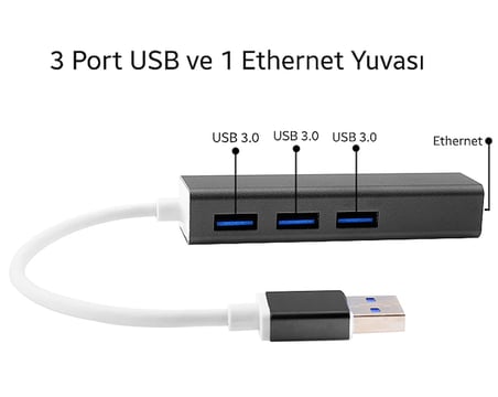 Gigabit Usb 3 Port Usb 3.0 Çoklayıcı Ve Eternet Adeptörü-1852