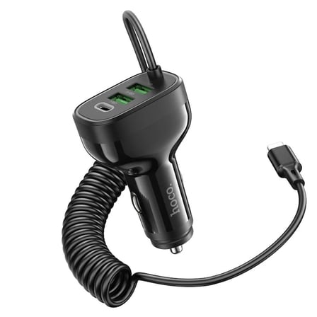 HOCO NZ11A 30W 2 USB+ Type-C Girişli iPhone Kablolu Araç Çakmaklık Şarj Aleti-1852