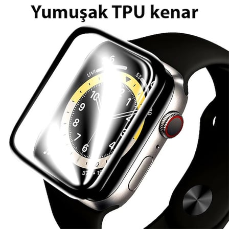 Apple Watch 7-8 41mm 3D PMMA Kavisli Full Cam Ekran Koruyucu PET-1852