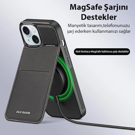 Dux Ducis iPhone 15 Plus Rafi Series MagSafe Premium Deri Kılıf-1852