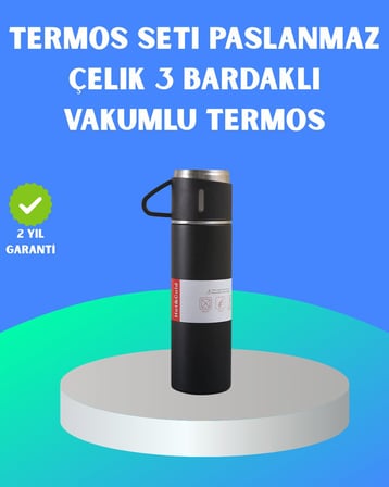 304 Çelik Termos Seti | 2 Bardaklı 500 ml Uzun Süre Isı Koruma