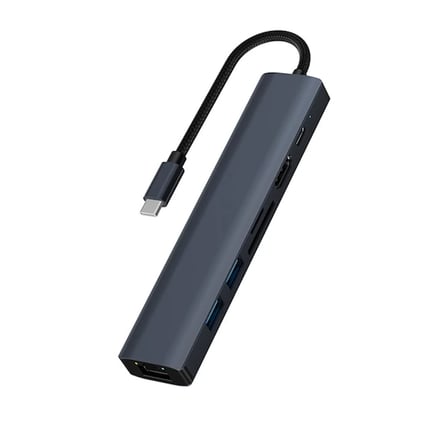 ALLY BYL-2303 7 IN 1 Type-c To USB + Type-c + Ethernet + Kart Okuyucu + HDMI Dönüştürücü Çoğaltıcı H-1852