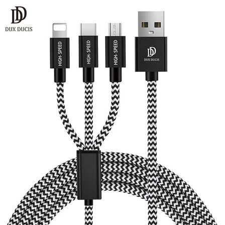 DUX DUCIS 3in1 Usb Type C-İPhone Ve Mikro Kopmaz Usb kablo Hızlı Şarj-1852