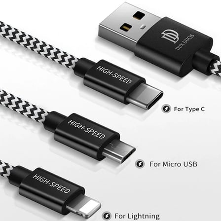 DUX DUCIS 3in1 Usb Type C-İPhone Ve Mikro Kopmaz Usb kablo Hızlı Şarj-1852