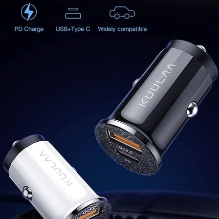 KUULAA 42W USB + Type-C Çift Çıkışlı Mini Hızlı Araç Şarj Cihazı-1852