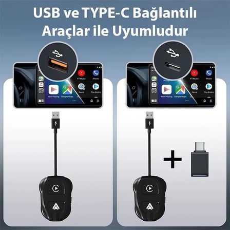 Ally iPhone-Android Kablosuz Carplay 5ghz Adaptör Çevirici -Youtube Netflix Tiktok Video Yansıtıcı-1852