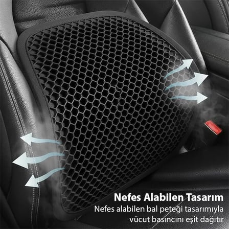 ALLY Jel Destekli Ortopedik Bel Sırt Minderi | Araç Ofis ve Ev Koltukları İçin Ergonomik Bel Sırt Destek Minderi-1852