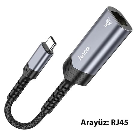 Hoco UA26 Type-c OTG RJ45 İnternet Adaptörü Dönüştürücü 1000 Mbps-1852
