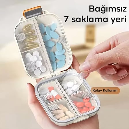 EZERE Taşınabilir seyahat ilaç kutusu 7 gün Bölmeli Büyük İlaç Kutusu-1852