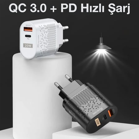 USLİON 20W USB QC3.0 Şarj PD3.0 Hızlı Şarj Aleti Şarj Başlık-1852