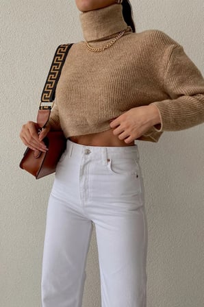 Kadin Beyaz Jeans Bol Paca Yuksek Bel Palazzo Jean Kot Pantolon