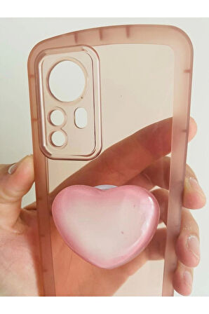 Xiaomi 12 Pro Kamera Korumalı Popsocketli Pembe Kılıf