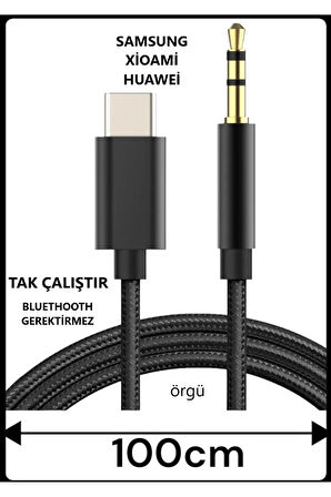 Type C Aux Kablo Samsung Xiaomi Mi Huawei Aux Kablo Type C Aux Kablo Dac Çipli örgü Tak Çalıştır