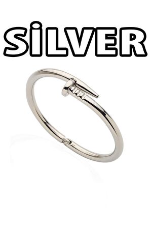 Kadın Rodyum Kaplama Cartier Model Çivi Bileklik Kelepçe 