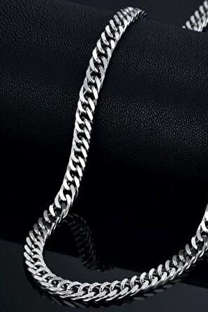 Unisex Kalın 6mm Sık Aralıklı Yassı Zincir
