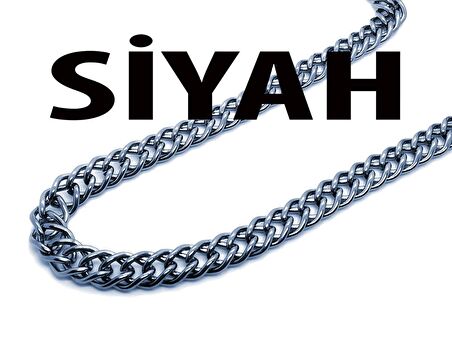 Kalın 6Mm Sık Aralıklı Yassı Zincir Siyah Renk - 346