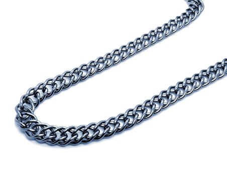 Kalın 6Mm Sık Aralıklı Yassı Zincir Siyah Renk - 346