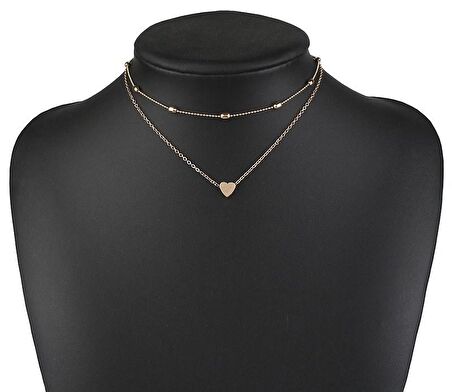 Altın Renk Gerdanlık Kolye Kadınlar İçin Top Zincir Kalp Kolye