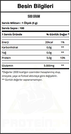 Multipower Pure L Glutamine Powder 500g 100 Porsiyon Saf Glutamin