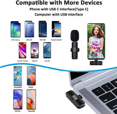 TYPE C Usb -C iPhone Android Uyumlu Youtuber iNfluencer Kablosuz Wireless Bluetooth Yaka Mikrofonu