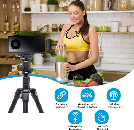 TYPE C Usb -C iPhone Android Uyumlu Youtuber iNfluencer Kablosuz Wireless Bluetooth Yaka Mikrofonu