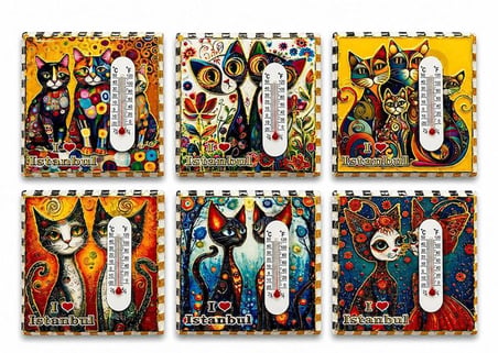 Kedi Tasarımı İstanbul Temalı Buzdolapı Süsü Magnet Alk5406