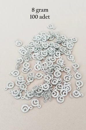 Oya Abiye Bileklik Kolye Pleksi Metalik Plastik Pul Gümüş Renk 8 gram 100 adet - BNC516