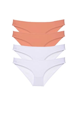 4 adet Eko Set Likralı Kadın Slip Külot Pudra Beyaz