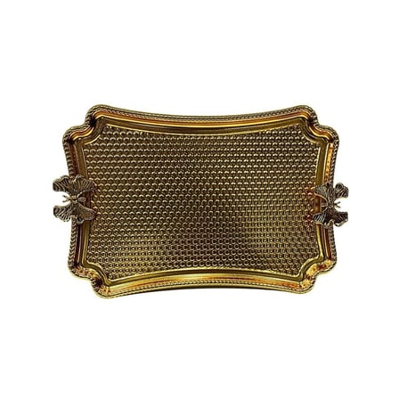 Kelebekli Metal Gold Küçük Dikdörtgen Tepsi