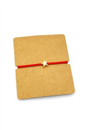 12'li Paket Yıldızlı İp  Bileklik - Kırmızı