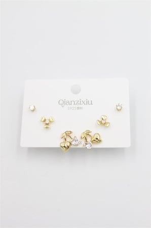 Çoklu Set Küpe - Altın