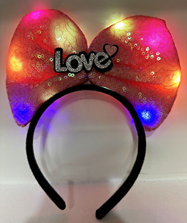 Led Işıklı 3 F.rklı Fonksiyonda Yanan Gümüş Love Yazılı Fuşya Pembe Fiyonk 20X17 cm