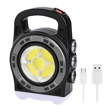 HB-6678C COB LEDLİ 20 WATT 3 KADEMELİ ŞARJ EDİLEBİLİR USB ÇIKIŞLI SOLAR LAMBA