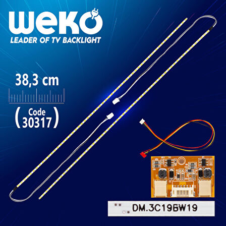 19 MONİTÖR E-LED 54 LEDLİ 38.3 CM 12V ÇİFT LED+SÜRÜCÜ+KABLO TAKIM