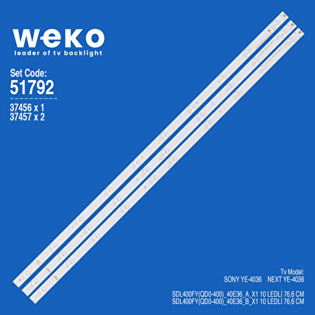 6792 37456X1 37457X2 SDL400FY_40E36_A/B 3 ADET LED BAR