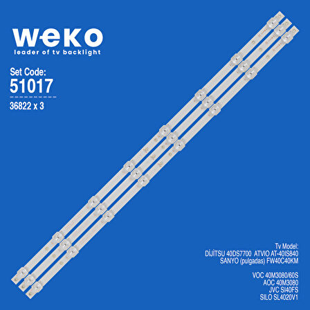 6017 36822X3 K400WDD1 MİNİ A1 4708-K400WD-A1113N01 3 ADET LED BAR