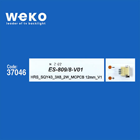 6310 37046X3 HRS_SQY43_3X8_2W_MCPCB 12MM_V1 3 ADET LED BAR