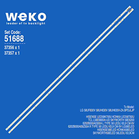 6688 37356X1 37357X1 6202B000A0300A V580DJ2-KS5 2 ADET LED BAR