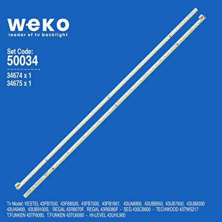 5034 34674X1 34675X1 17ELB43ULR3 7020PKG 2 ADET LED BAR