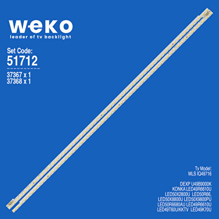6712 37367X1 37368X1 KONKA KDL49XS716AN L/R 2 ADET LED BAR
