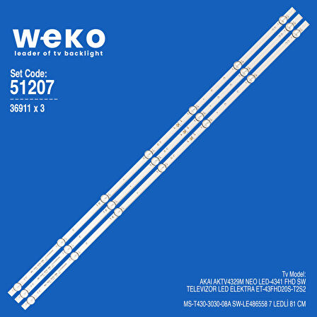 6207 36911X3 MS-T430-3030-08A SW-LE486558 3 ADET LED BAR