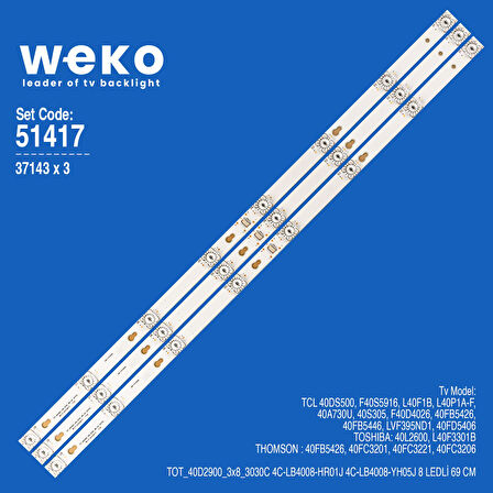 6417 37143X3 TOT_40D2900_3x8_3030C 4C-LB4008-HR01J 3 ADET LED BAR