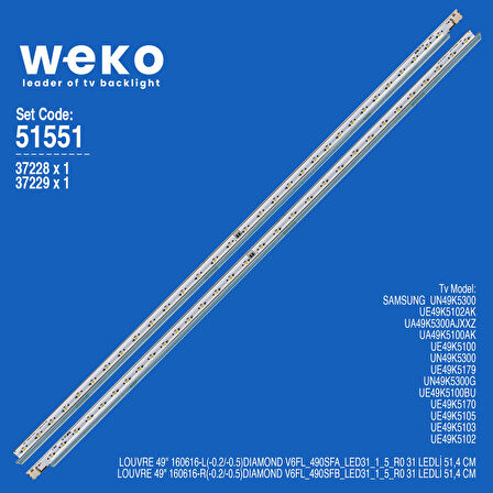 6551 37228X1 37229X1 LOUVRE 49 160616/ V6FL_490SF 2 ADET LED BAR