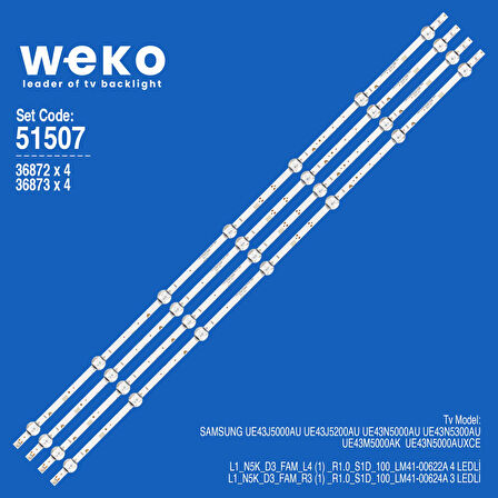 6507 36872X4 36873X4 L1_N5K_D3_FAM_L4/R3 4 ADET BİRLEŞTİRİLMİŞ LED KOD 4 ADET LED BAR