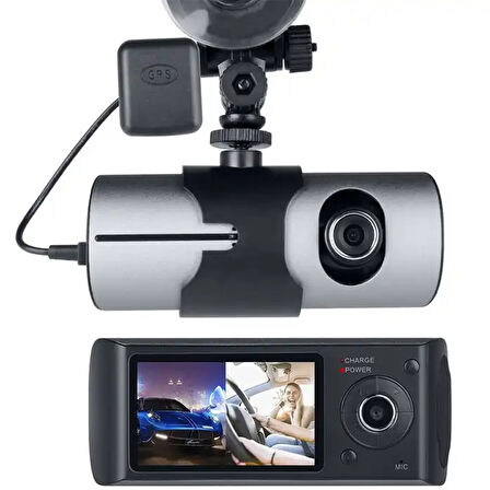 R300 GPS KAYIT DESTEKLİ ÇİFT KAMERALI ARAÇ İÇİ DVR KAMERA SET