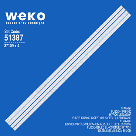6387 37109X4 LB43006 V0V1 LB-C430F14-E1- A-G2-DL1 4 ADET LED BAR