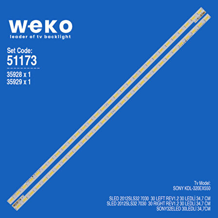 6173 35928X1 35929X1 SLED 2012SLS32 7030 30 LEFT/RIGHT REV1.2 2 ADET LED BAR