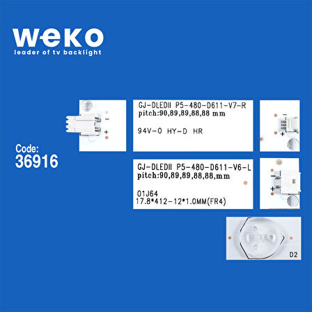 6212 36916X6 GJ-2K15-D2P5-480-D611-V3 6 ADET LED BAR
