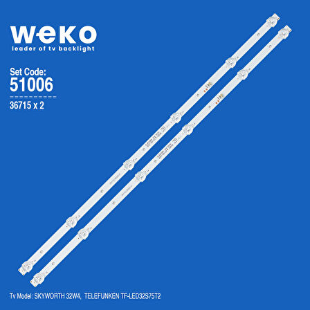 6006 36715X2 DLED32BK 2X6 0002 32E66 JL.D32061330-296AS-M 2 ADET LED BAR