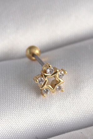 316L Çelik Renk Zirkon Taşlı Model Tragus Piercing